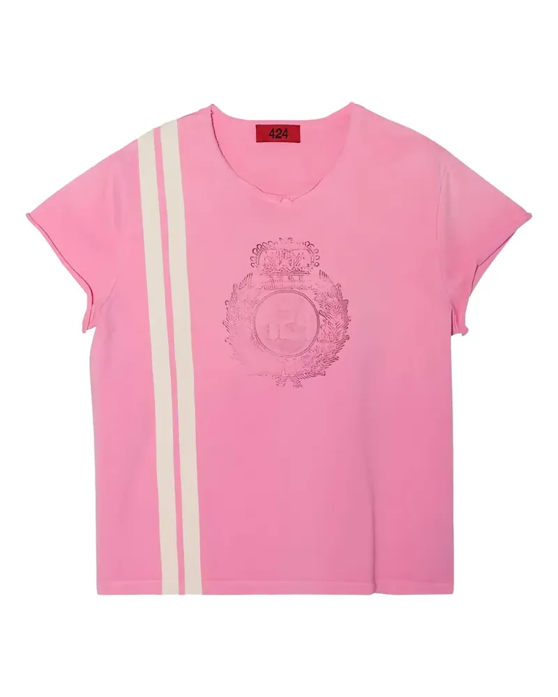 FourTwoFour on Fairfax T-Shirt mit Wappen-Print - Rosa Rosa