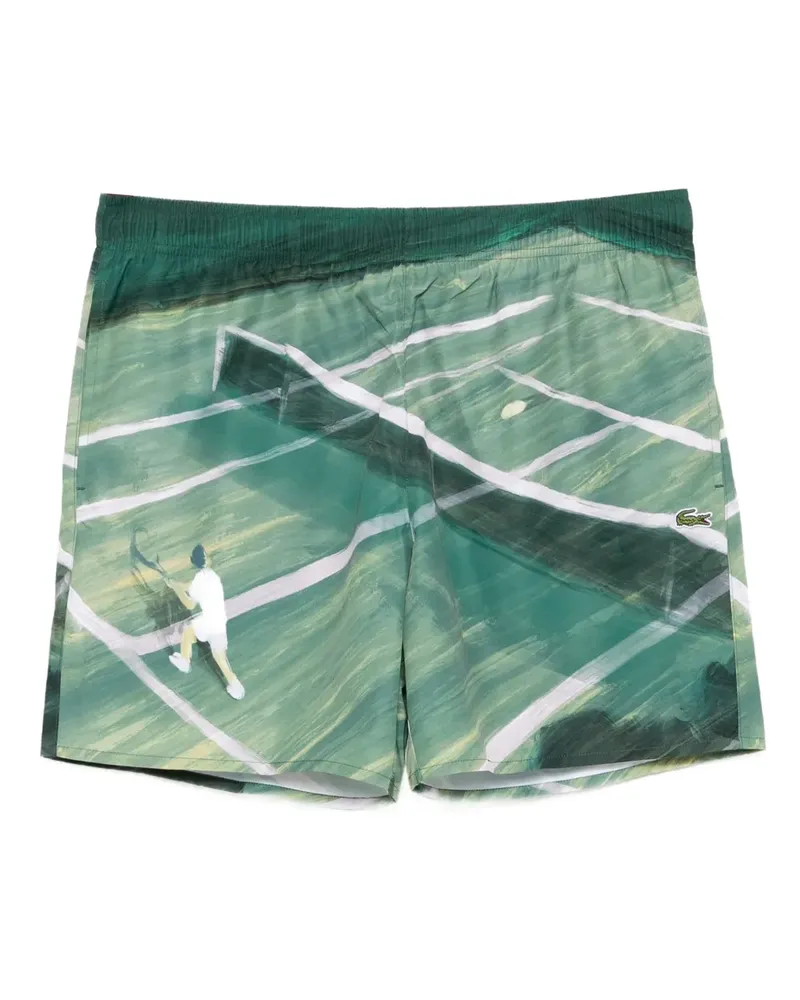 Lacoste Badeshorts mit grafischem Print - Grün Grün