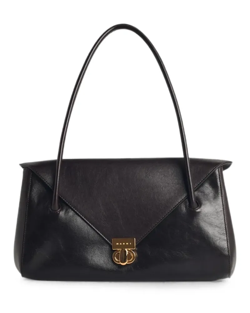 Marni East West leather shoulder bag - Braun Braun