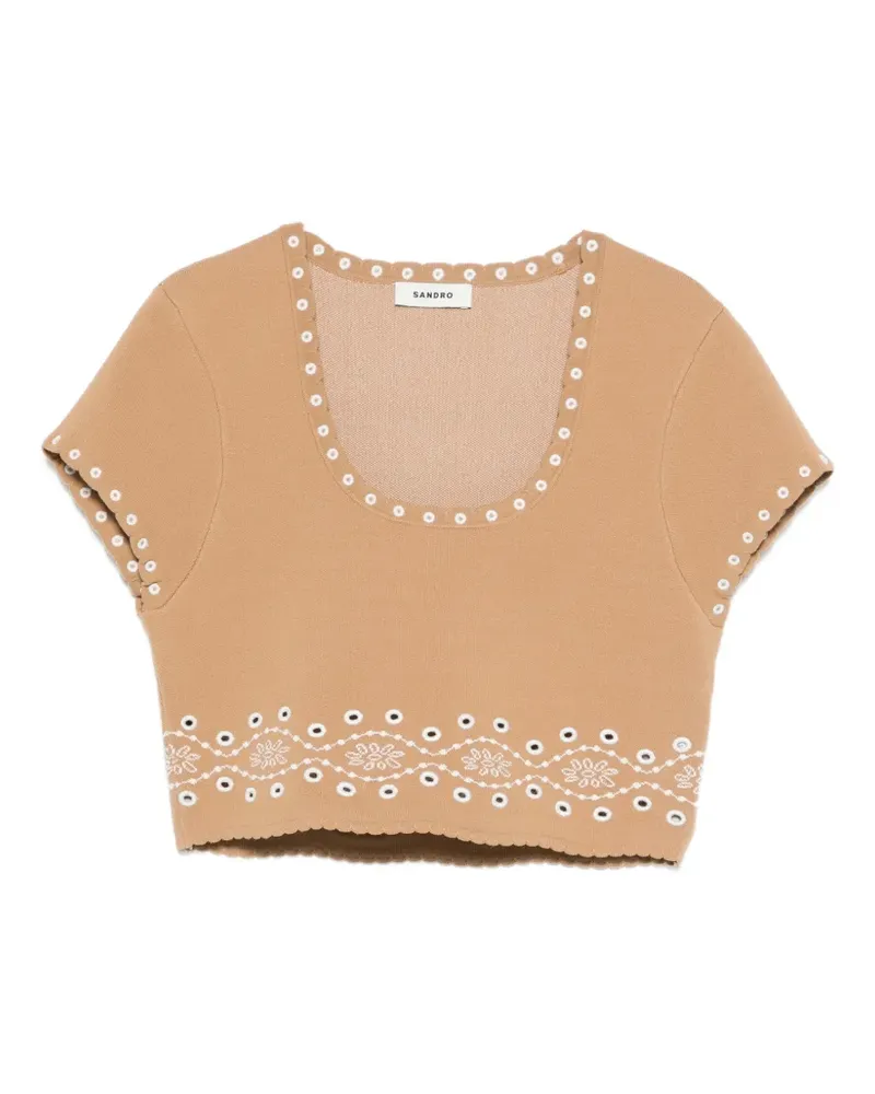 Sandro Cropped-T-Shirt - Nude Nude