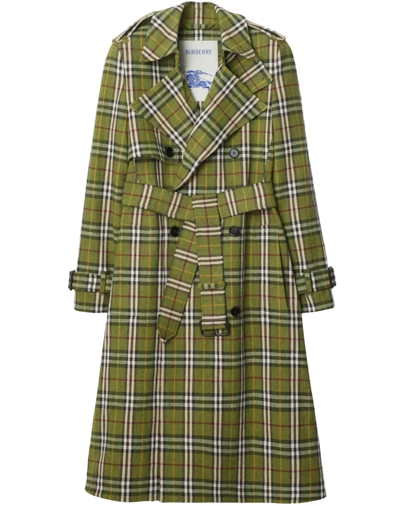 Burberry Langer Trenchcoat mit Karo - Grün Grün