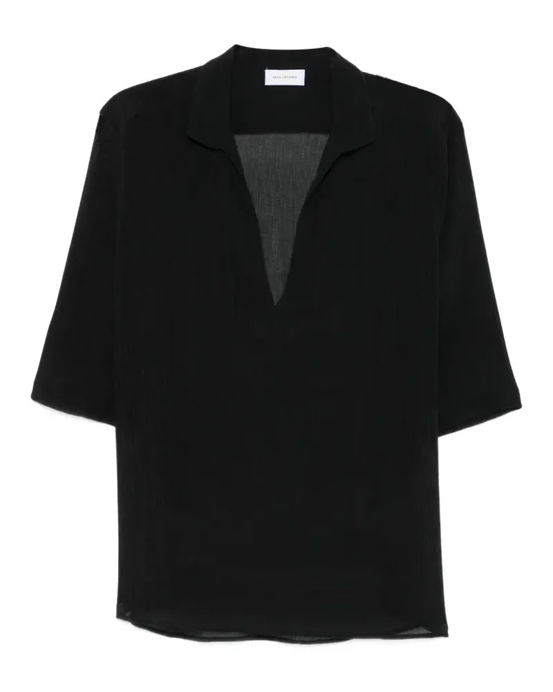 Tagliatore semi-sheer V-neck shirt - Schwarz Schwarz