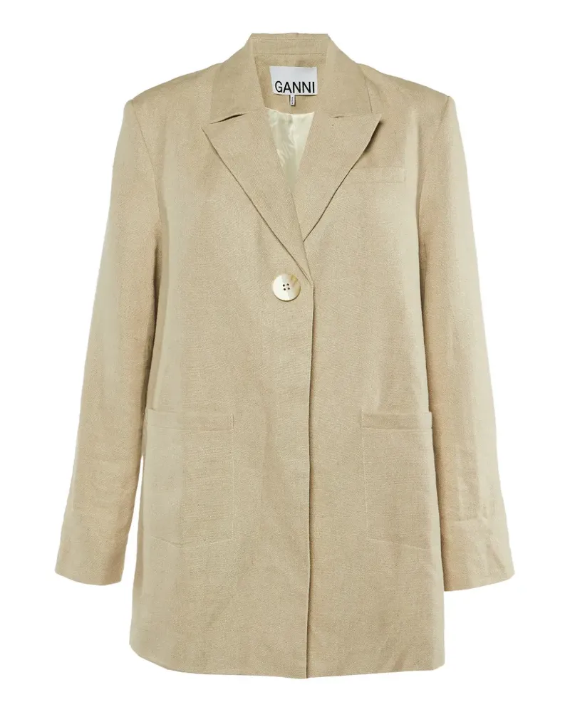 Ganni oversized button-front jacket - Nude Nude