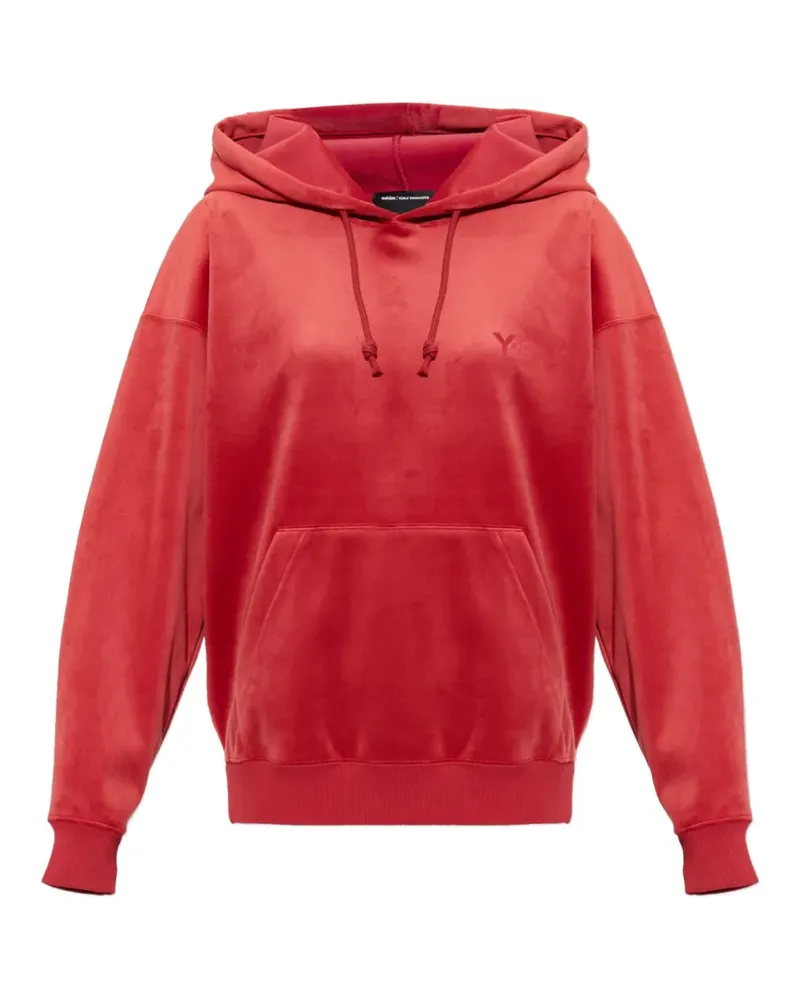 Y-3 Hoodie aus Samt mit Logo-Stickerei - Rot Rot