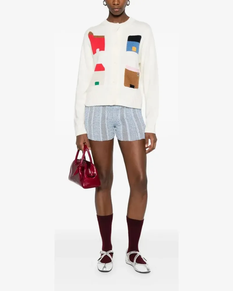 Stine Goya Cardigan mit Applikation - Weiß Weiß