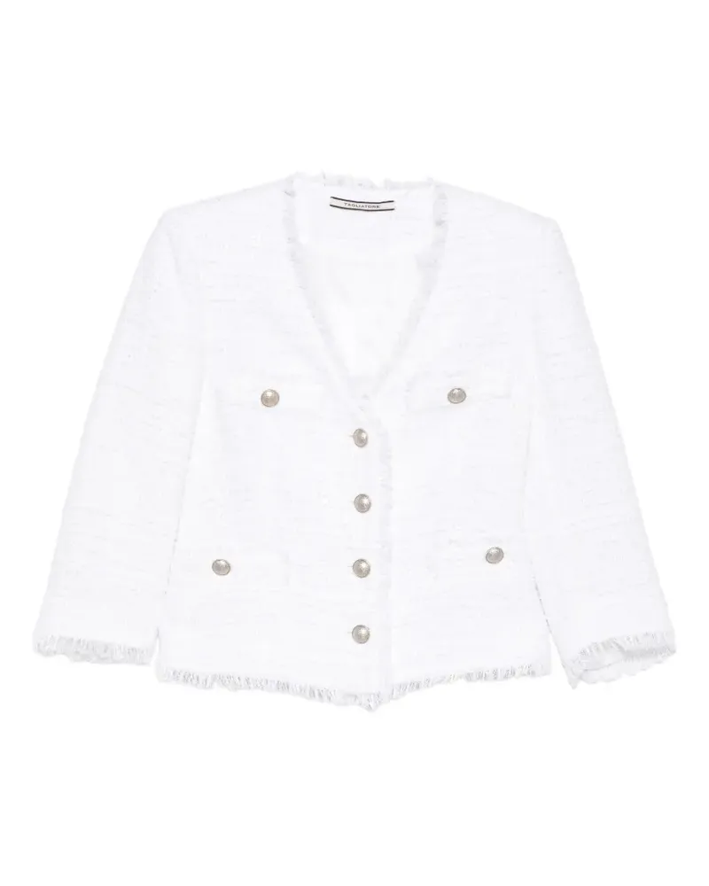 Tagliatore Dharma Tweed-Jacke mit V-Ausschnitt - Weiß Weiß
