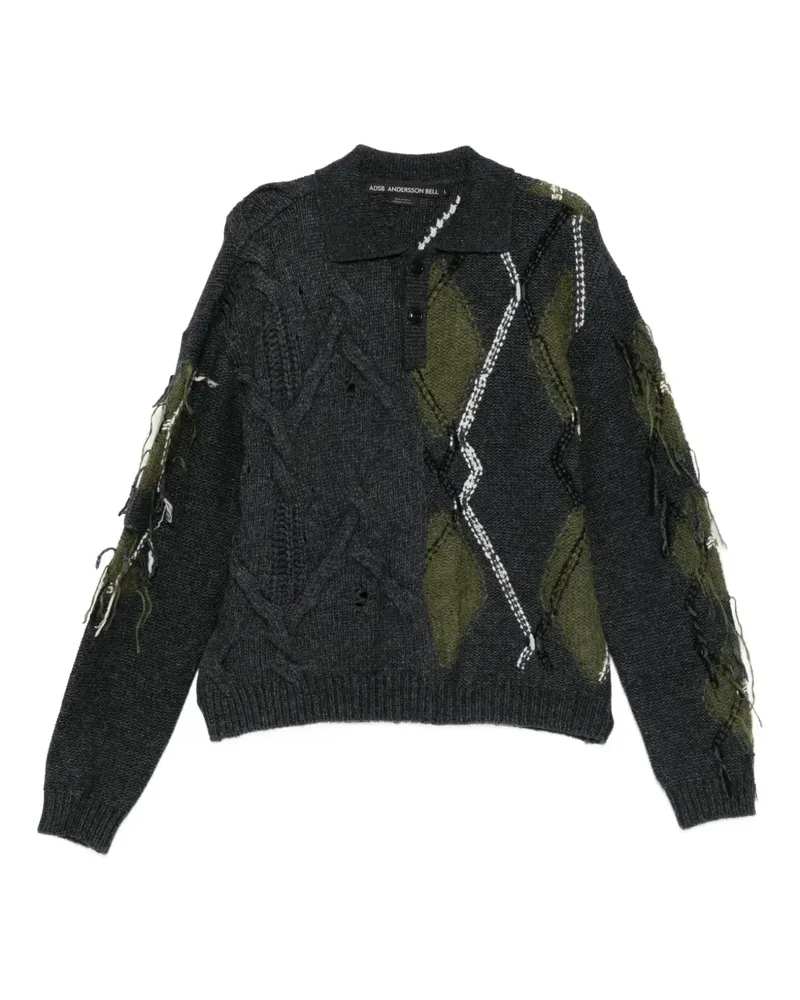 Andersson Bell Poloshirt mit Zopfmuster - CHARCOAL Charcoal