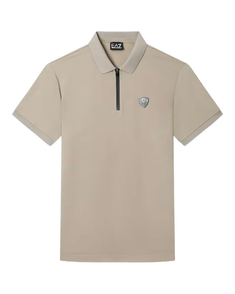 EA7 Train Premium Shield Poloshirt mit Logo-Patch - Nude Nude