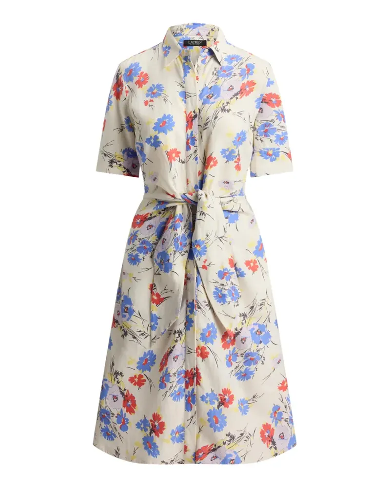 Ralph Lauren floral-print tie-front midi shirtdress - Nude Nude