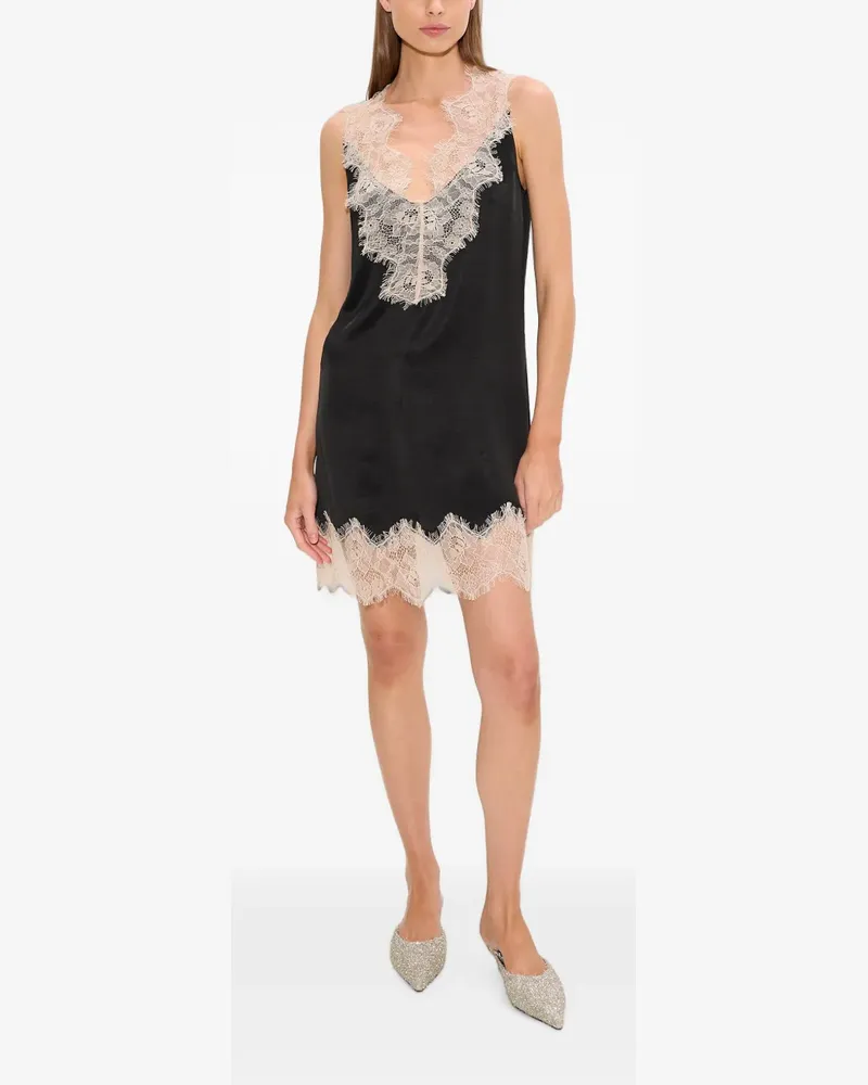 Simon Miller Bea Minikleid mit Spitzenbesatz - Schwarz Schwarz