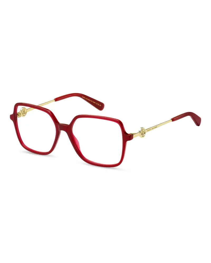 Marc Jacobs Eckige Brille mit Logo-Schild - Rot Rot