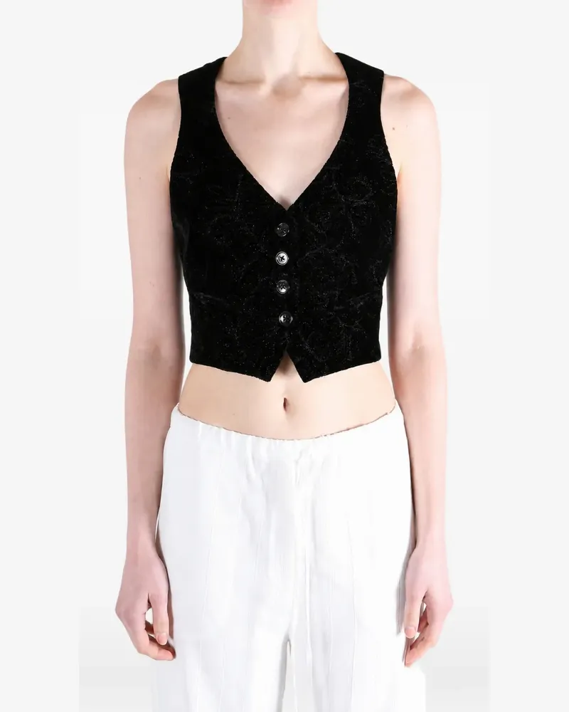 Ann Demeulemeester Diana floral-jacquard cropped waistcoat - Schwarz Schwarz