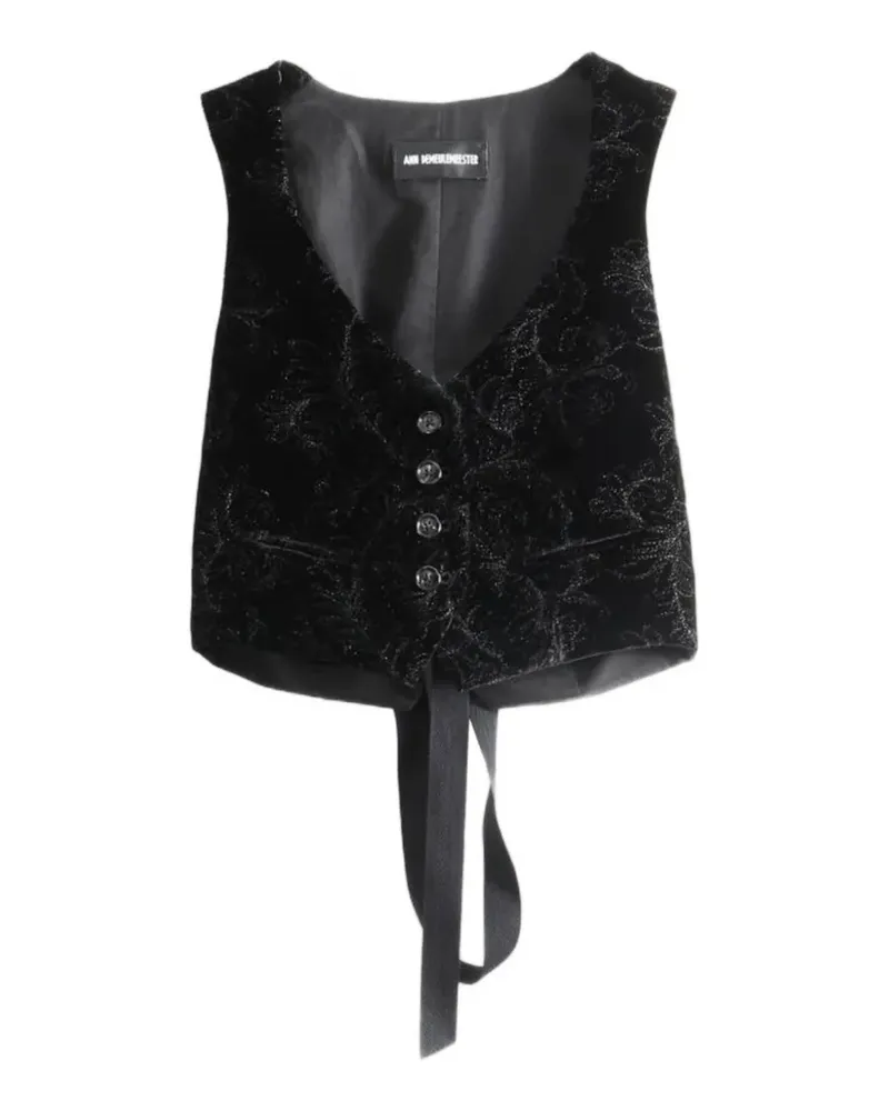 Ann Demeulemeester Diana floral-jacquard cropped waistcoat - Schwarz Schwarz