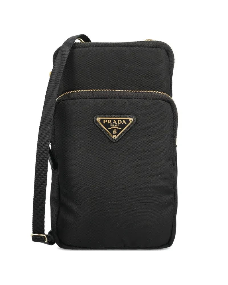 Prada logo-plaque shoulder bag - Schwarz Schwarz