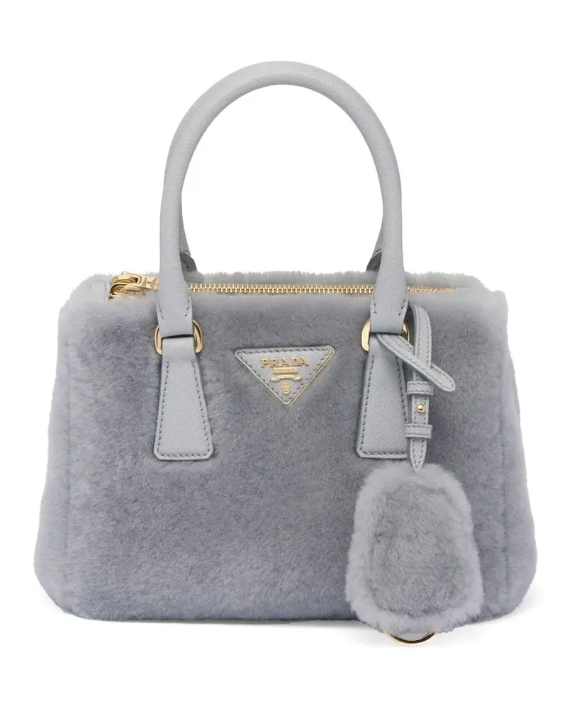 Prada Galleria Mini-Handtasche mit Shearling - Grau Grau