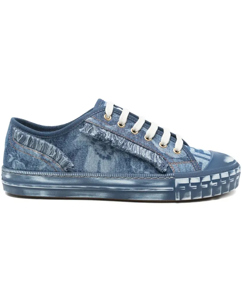 Fendi Ausgefranste Jeans-Sneakers - Blau Blau