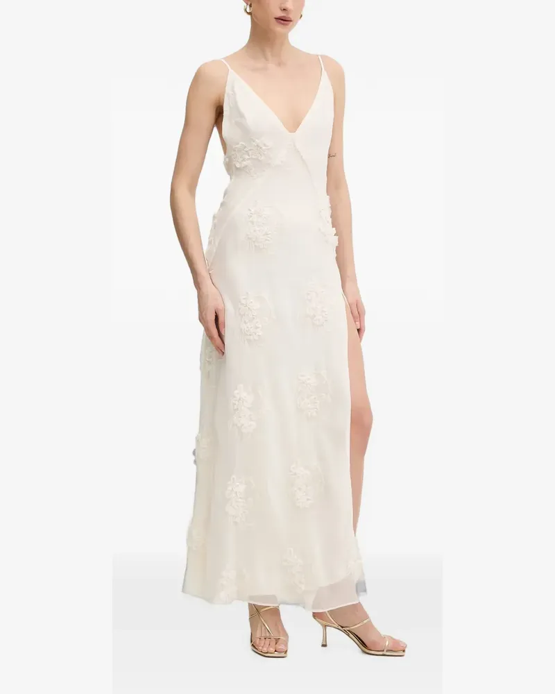 Bardot floral-appliqué V-neck maxi dress - Weiß Weiß