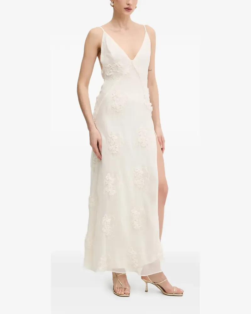 Bardot Kleid mit Blumen-Applikationen - Weiß Weiß