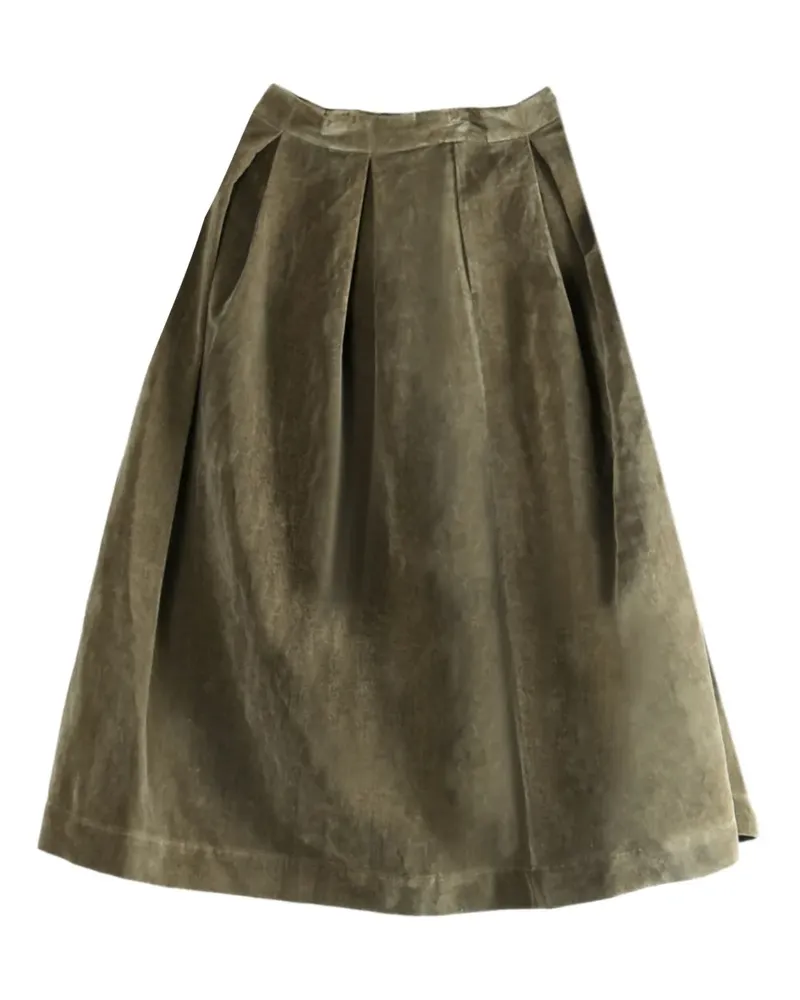 Uma Wang pleated corduroy midi A-line skirt - Grün Grün