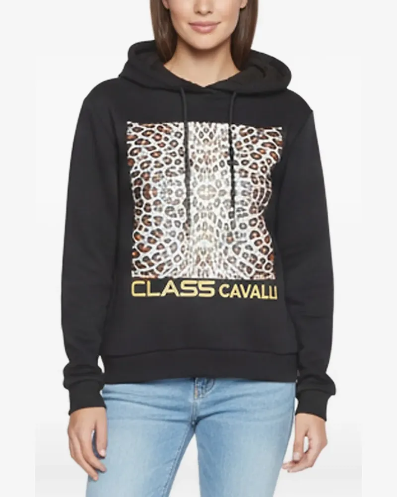 Roberto Cavalli Hoodie mit Leopardenprint - Schwarz Schwarz