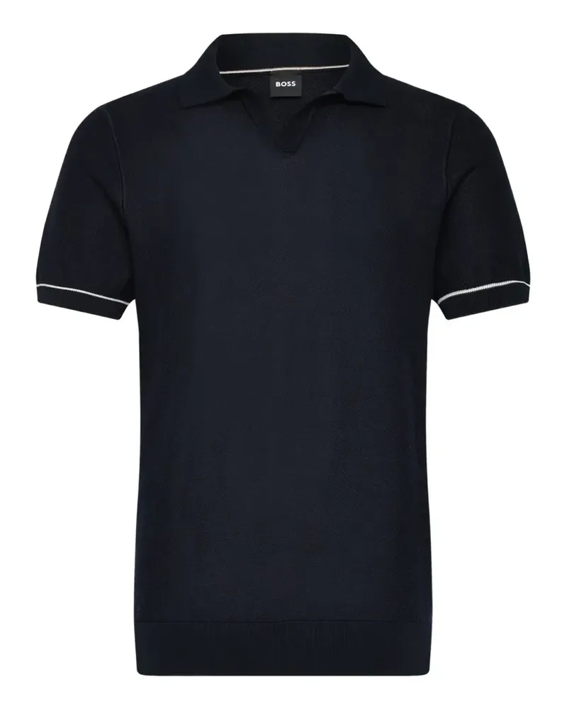 HUGO BOSS cotton-blend horizontal-stripe polo shirt - Blau Blau