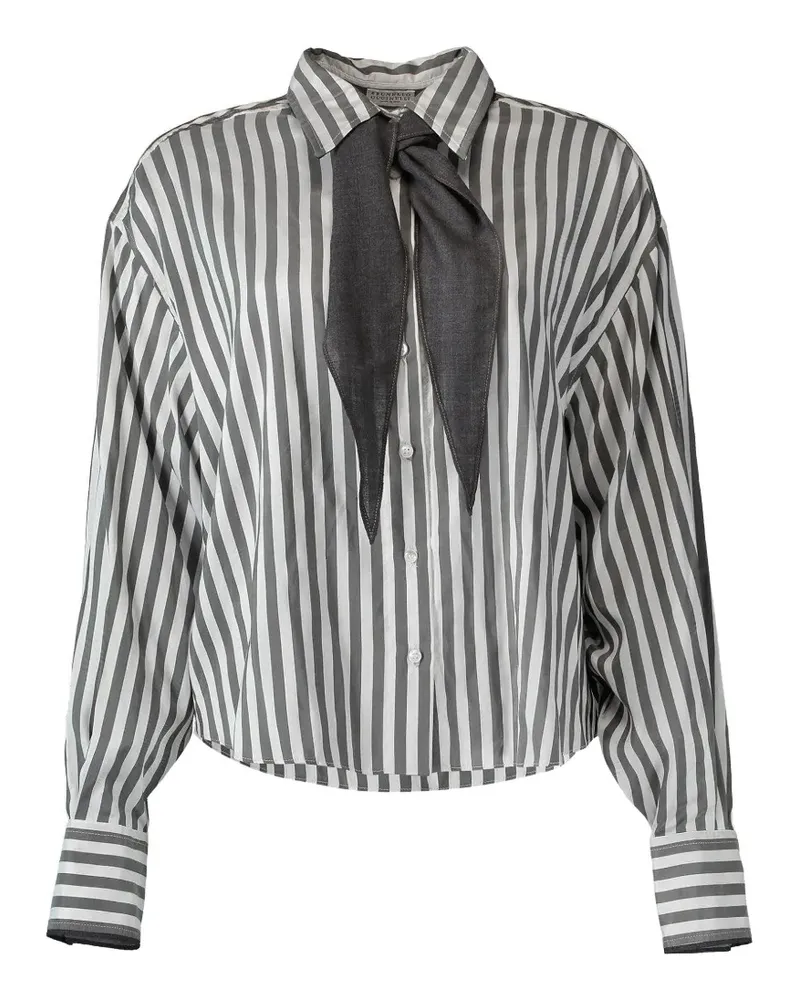 Brunello Cucinelli Hemd mit breiten Streifen - Grau Grau