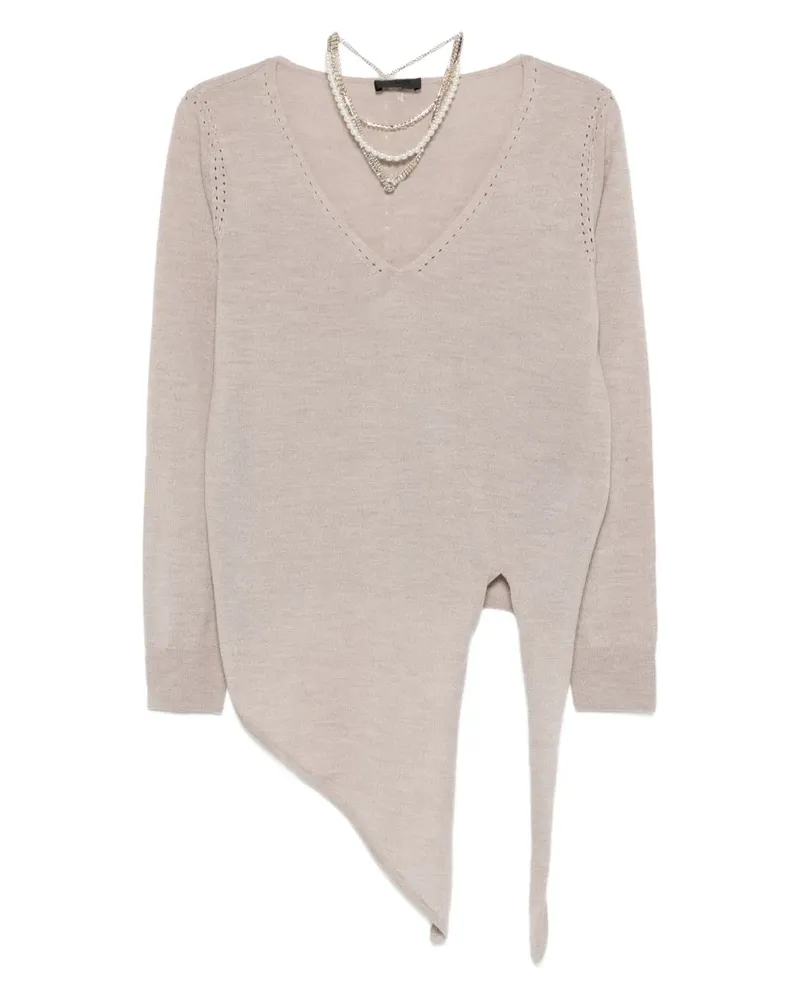 Liu Jo Asymmetrischer Pullover mit V-Ausschnitt - Nude Nude
