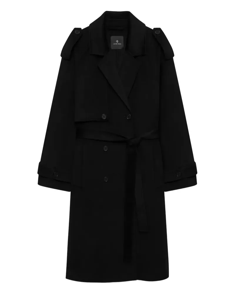 Anine Bing Rickie Trenchcoat mit Gürtel - Schwarz Schwarz