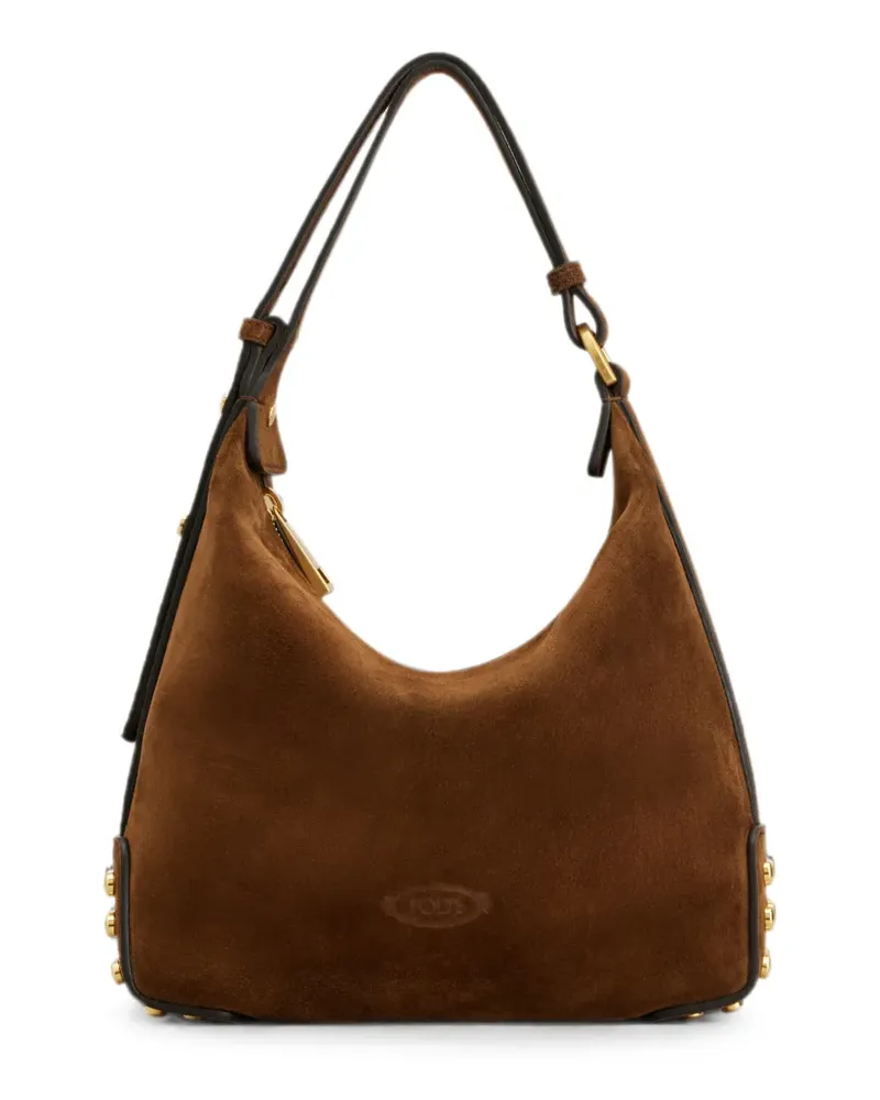 TOD'S metal dots mini bag in suede - Braun Braun