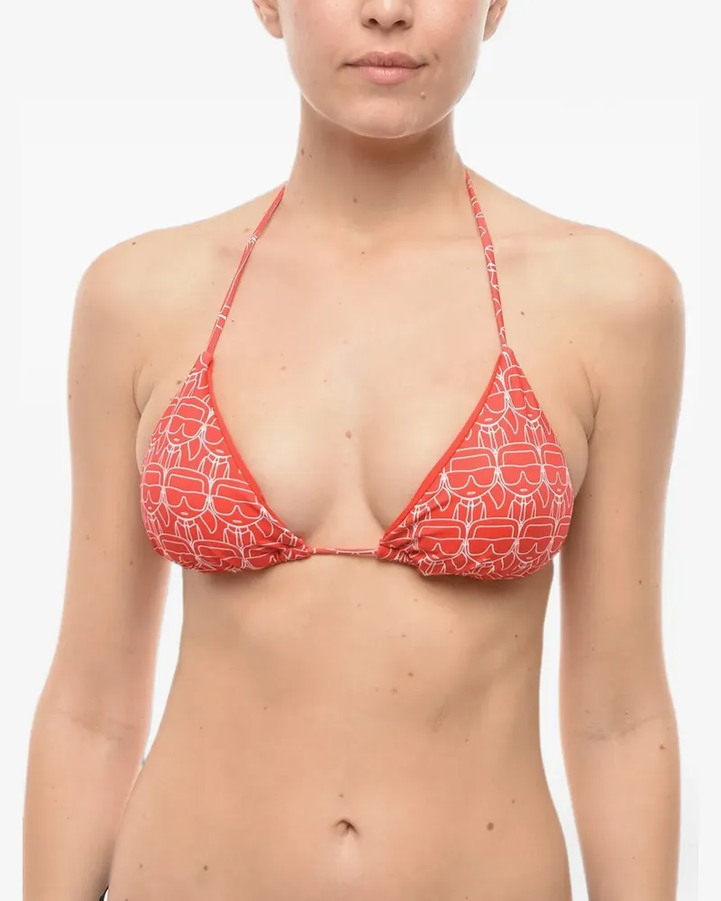 Karl Lagerfeld Triangel-Bikinioberteil mit Logo-Print - Rot Rot