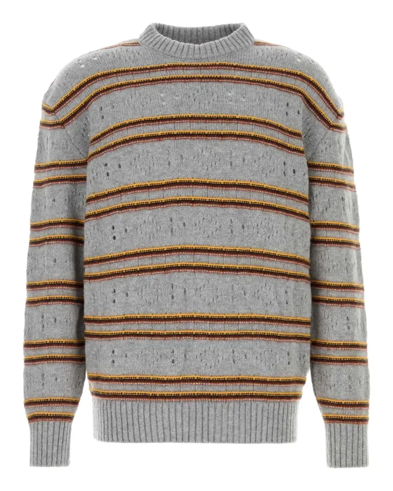 Marni distressed striped-knit sweater - Grau Grau