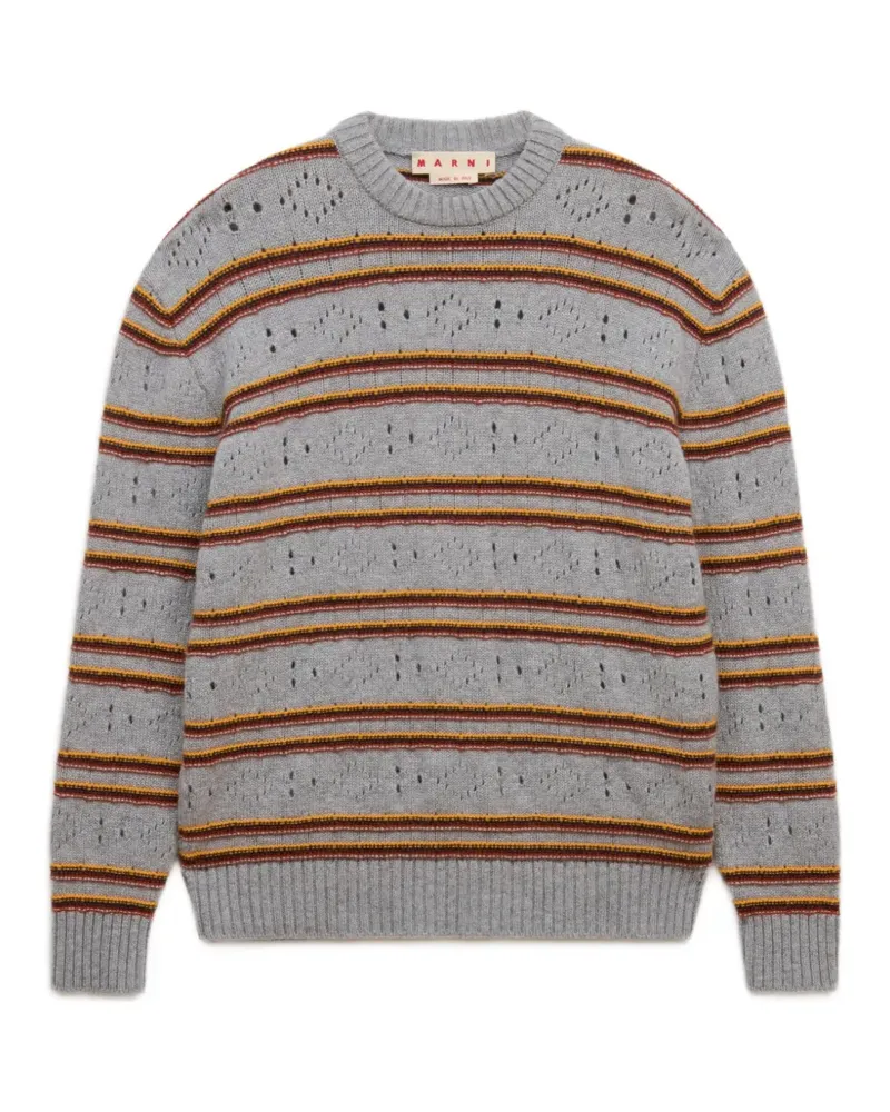 Marni Gestreifter Pullover im Distressed-Look - Grau Grau