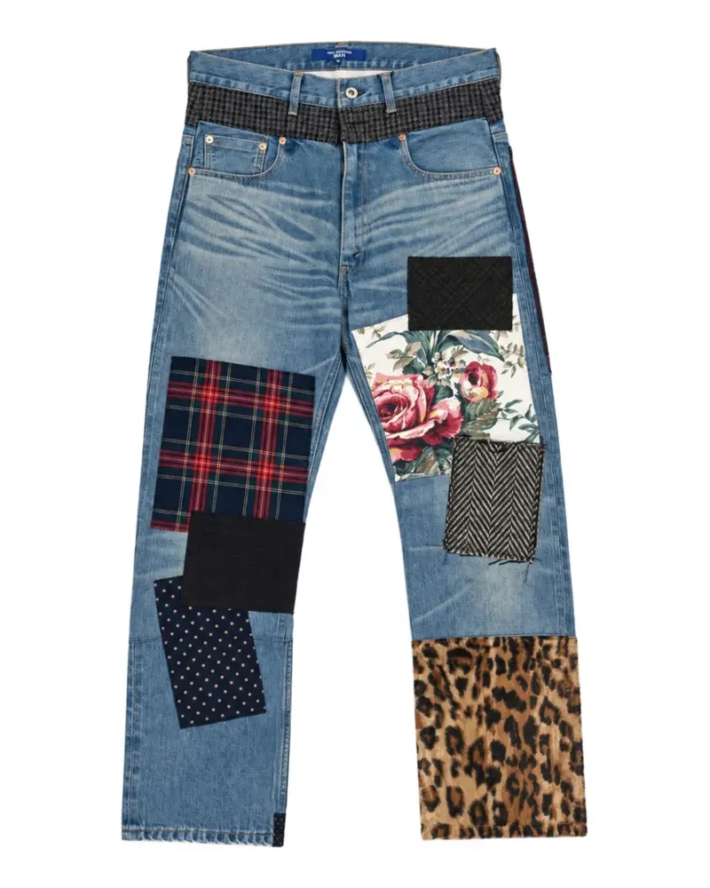 Junya Watanabe patchwork whiskered jeans - Blau Blau