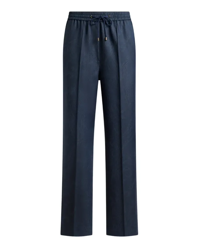 Etro Sportliche Woll-Jacquard-Hose mit Paisley-Motiv - Blau Blau