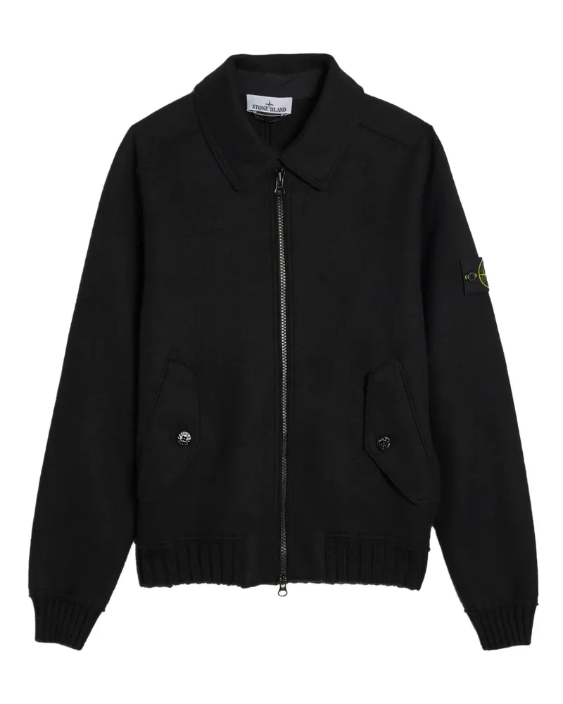 Stone Island felted zip-fastening cardigan - Schwarz Schwarz
