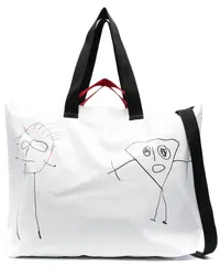 PLAN C Große Pili and Bianca Tote Bag Weiß