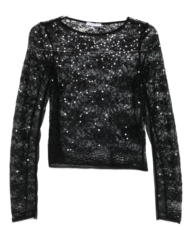 Patrizia Pepe Langarmshirt mit Pailletten - Schwarz Schwarz