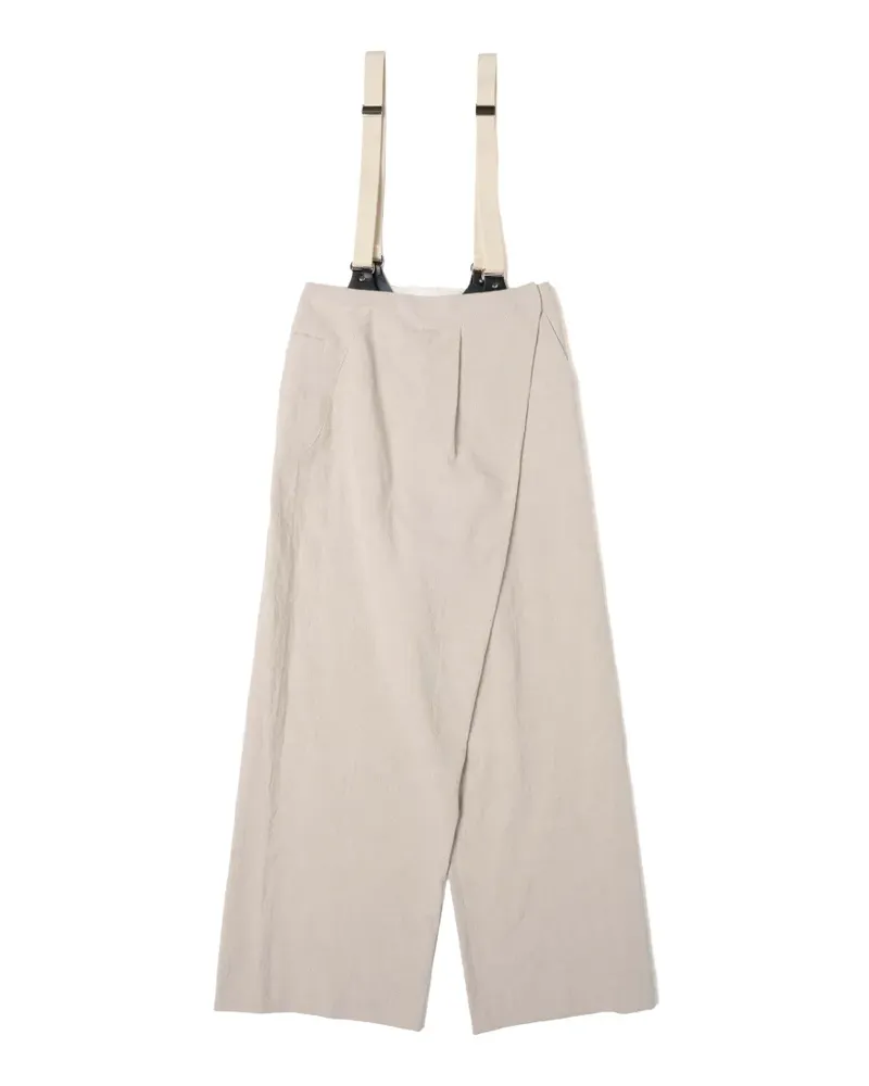 Muller of Yoshiokubo wrap-front suspender trousers - Nude Nude