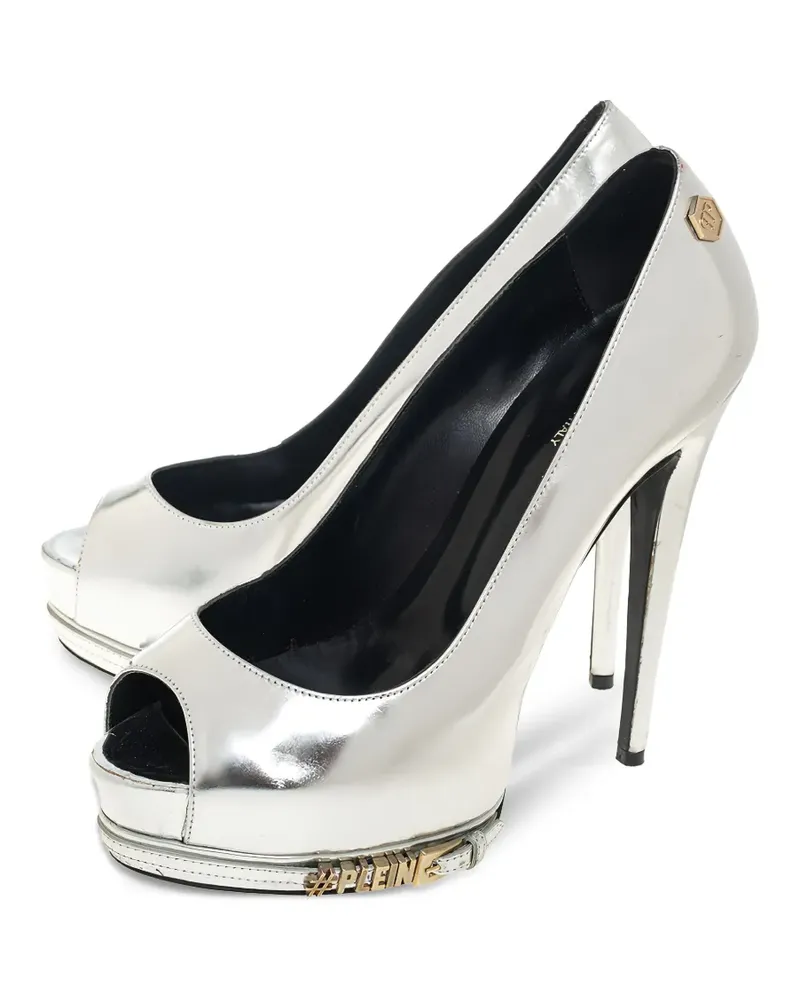 Philipp Plein Peeptoe-Pumps mit Schnallendetail 140mm - Grau Grau