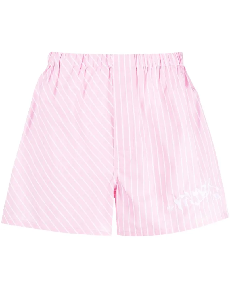 Palmer Gestreifte Shorts mit Logo-Stickerei - Rosa Rosa