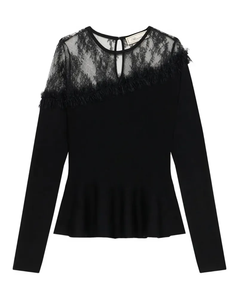 Blumarine Pullover mit Schößchen - Schwarz Schwarz