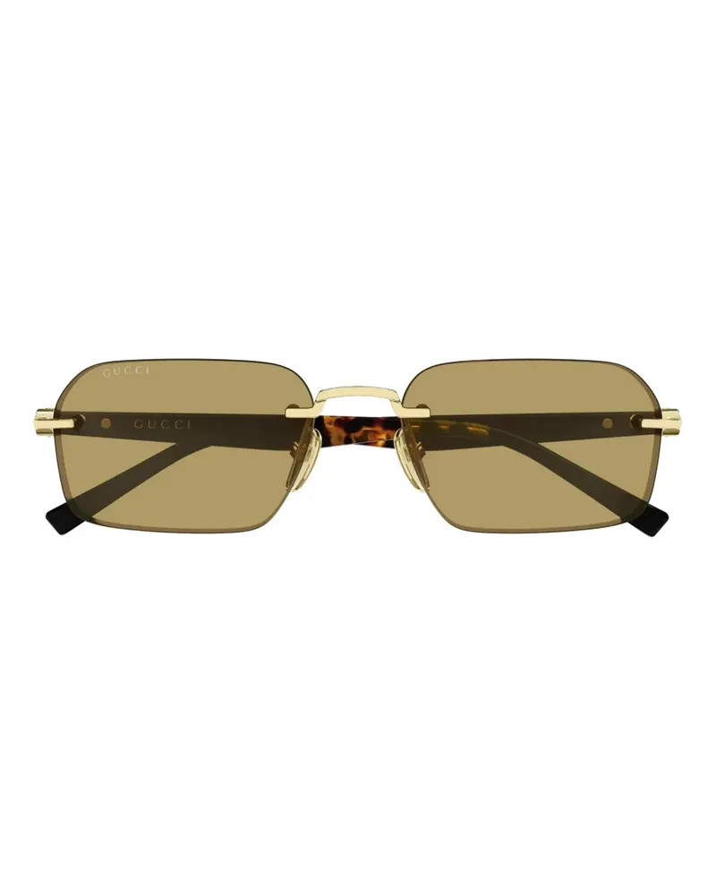 Gucci GG2259S rahmenlose Sonnenbrille mit eckigem Gestell - Gold Gold