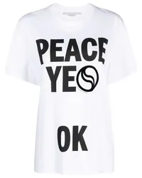 Stella McCartney T-Shirt mit Slogan-Print Weiß