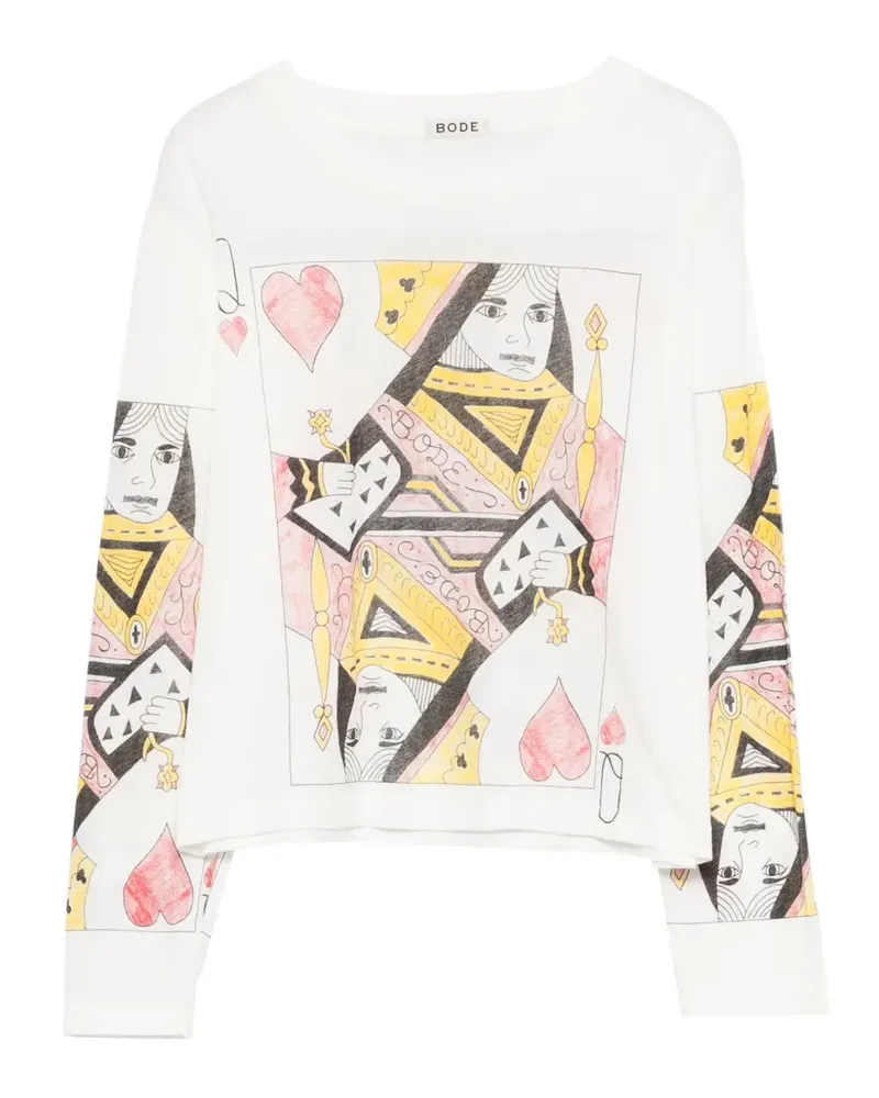 BODE queen hearts print T-shirt - Weiß Weiß