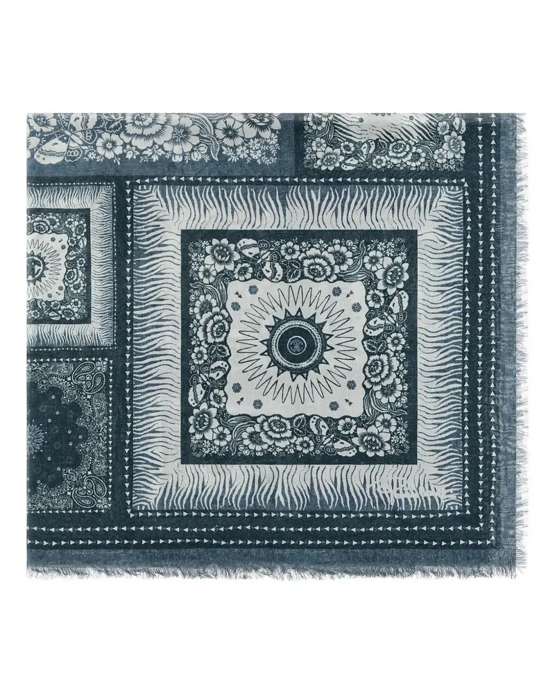 Roberto Cavalli Schal mit Zebramuster - Blau Blau