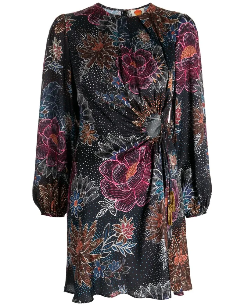 FARM Rio Mine Minikleid mit Blumen-Print - Schwarz Schwarz