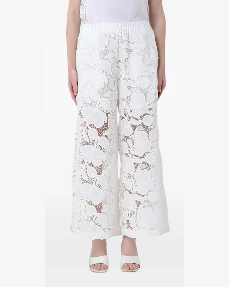 MEIMEIJ Hose mit Blumenspitze - Weiß Weiß