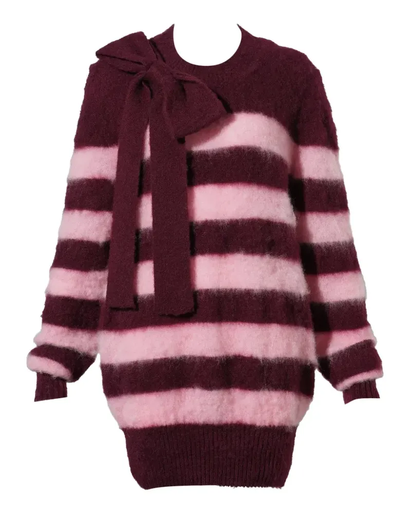 ANDREJ GRONAU Gestreifter Pullover mit Schleifendetail - Violett Violett