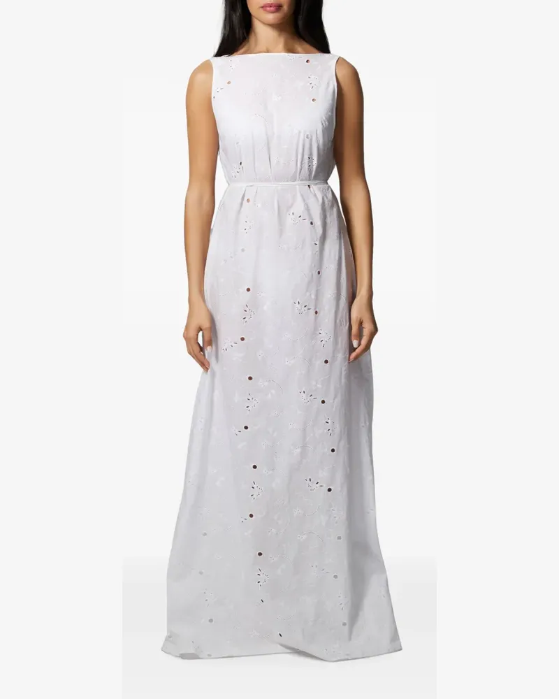 Kiki De Montparnasse Langes Simone Kleid mit Ösen - Weiß Weiß