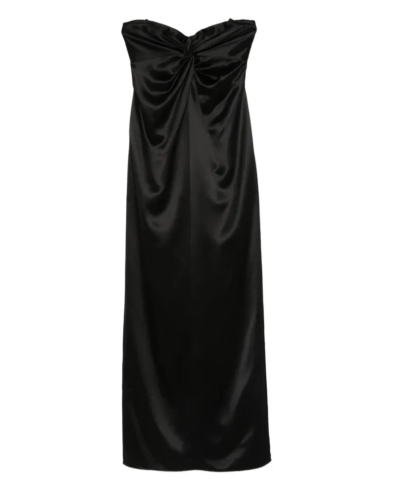Retrofête Schulterfreies Kleid mit Knoten - Schwarz Schwarz